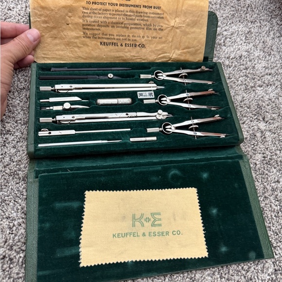 Drafting Tool Set - Green and Silver - Picture 1 of 10